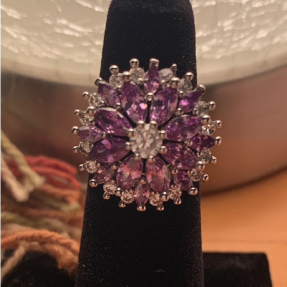 Lavender Rhinestone Ring - Picture 2 of 5